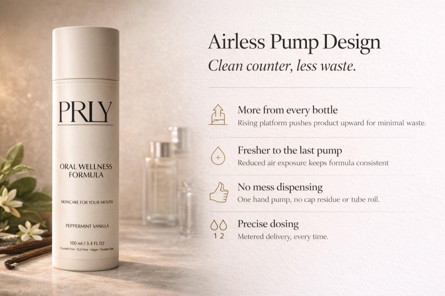 Luxury oral care product PRLY in modern bathroom setting